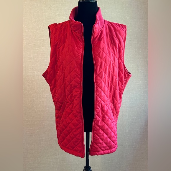 Bienzoe Red Quilted Casual Zip Vest XL Lightweight Packable Sleeveless Jacket - Picture 7 of 14